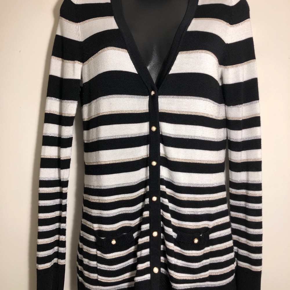 White House Black Market Striped Cardigan